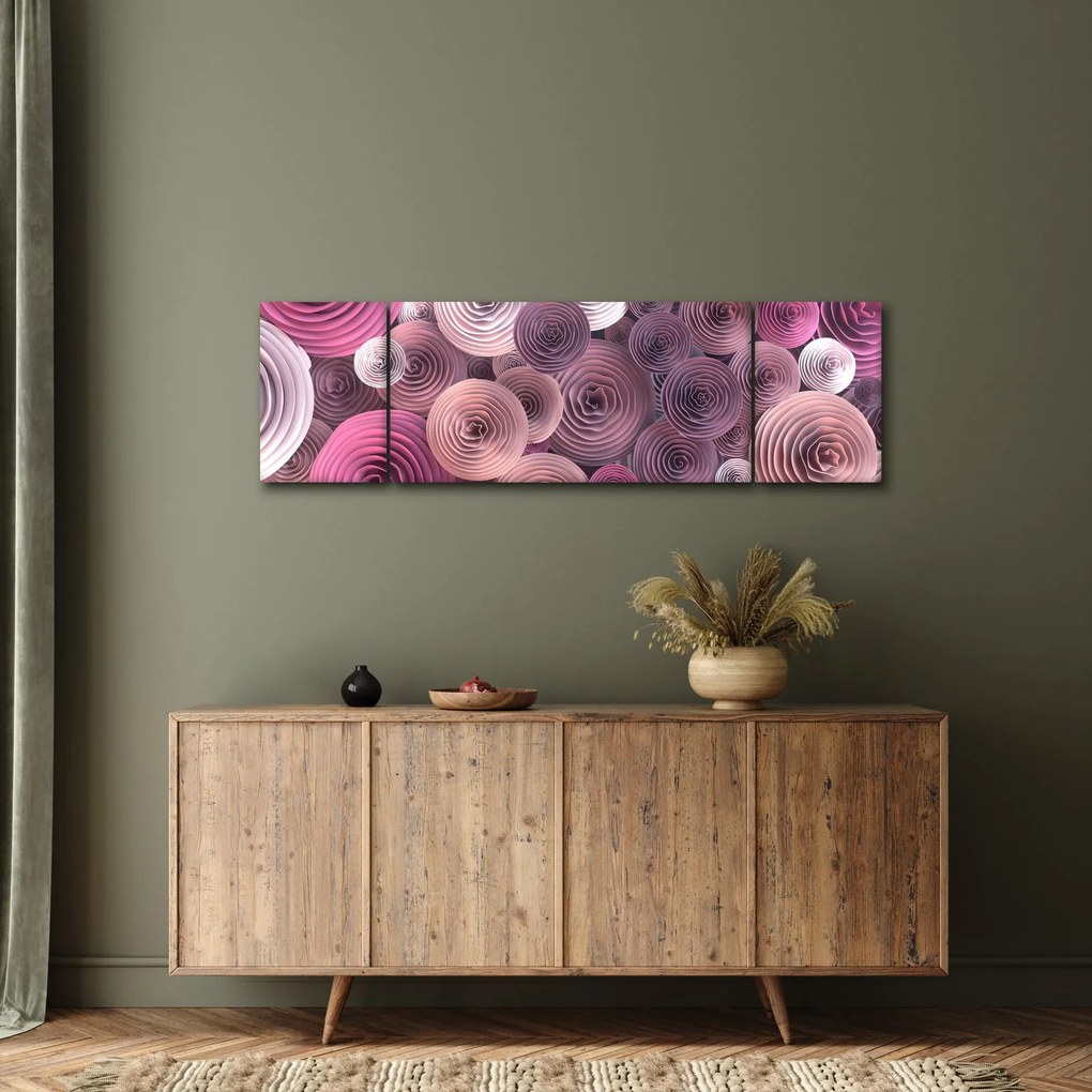 Abstrakcyjny obraz kwiatów róży (170x50 cm)
