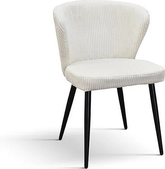 Zestaw 2 kremowych krzeseł z tkaniny z efektem aksamitu, antracytowe nogi - MANTES