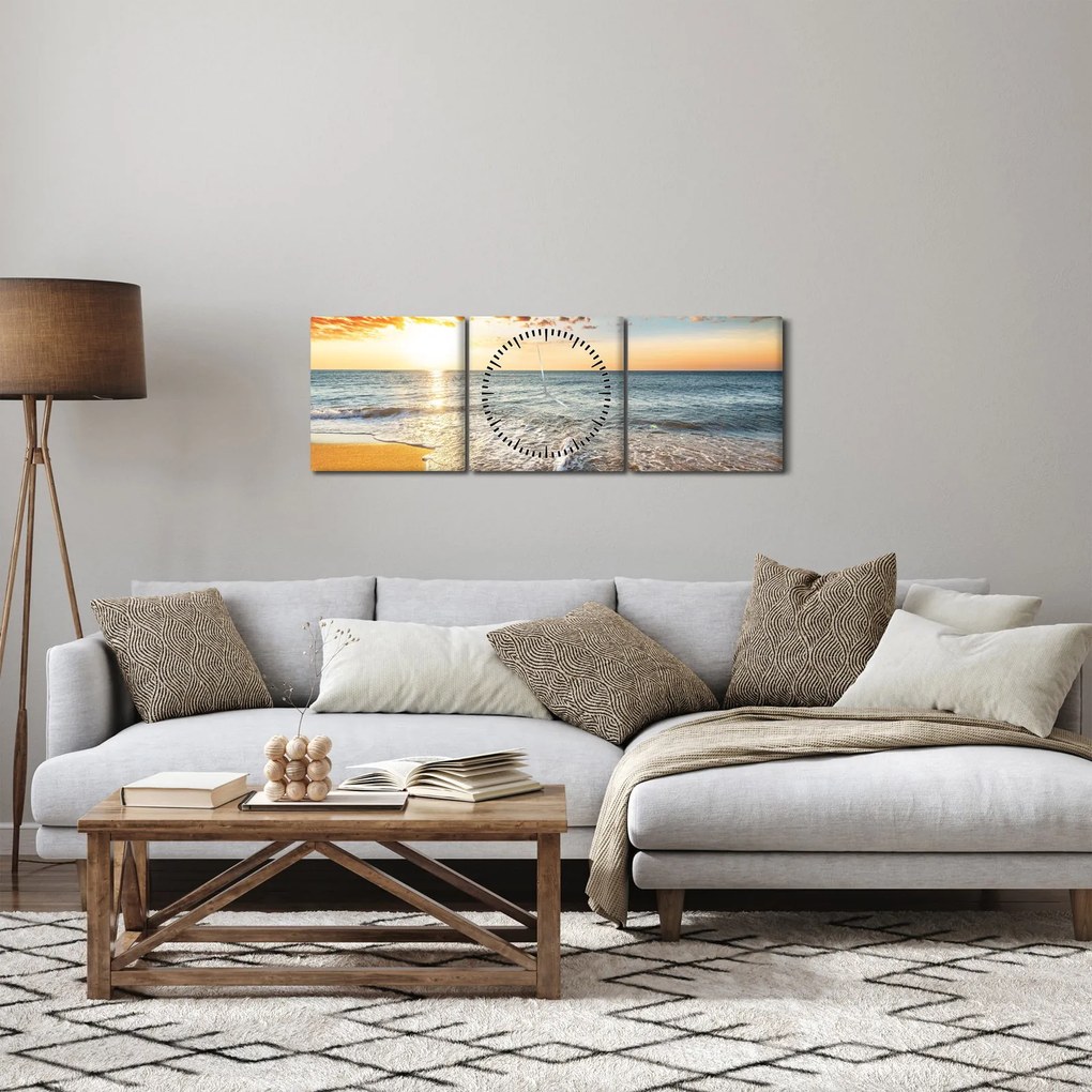 Obraz - Wschód słońca (z zegarem) (90x30 cm)
