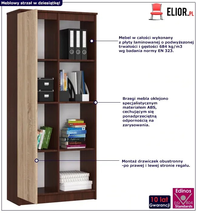 Regał z drzwiczkami na dokumenty wenge + dąb sonoma N9-S48