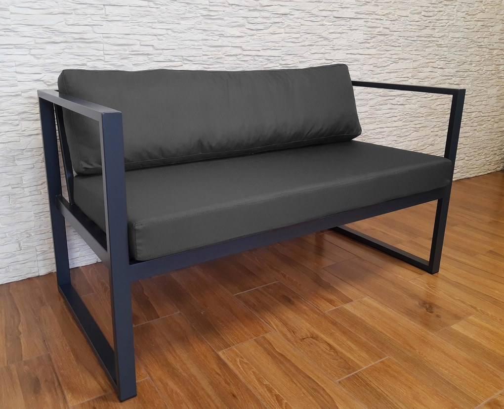 Zestaw mebli ogrodowych sofa + 2 fotele + stolik : Kolor Stelaża - Szary, Kolor tkaniny - Oxford Grafit, Typ tkaniny - Oxford