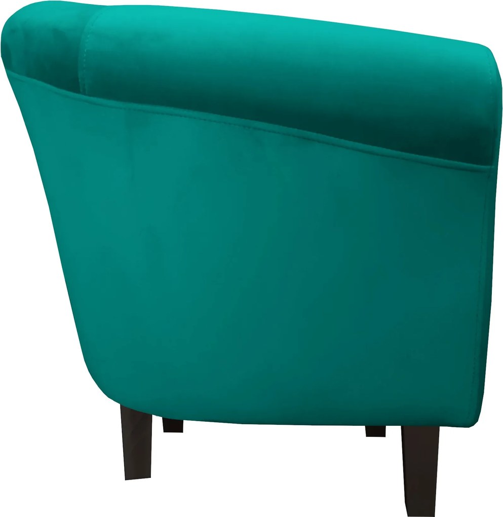 Fotel Milo tkanina Welur wygodny fotel tapicerowany do salonu i sypialni : Kolor nogi - Venge, Kolor tkaniny - VELVET - MG20, Wysokość nogi - 15 cm