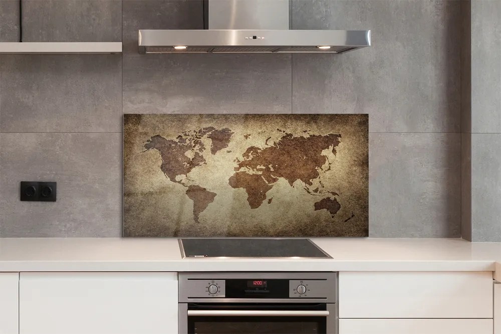 Panel nad Blat Kuchenny Szara Mapa Świata Vintage