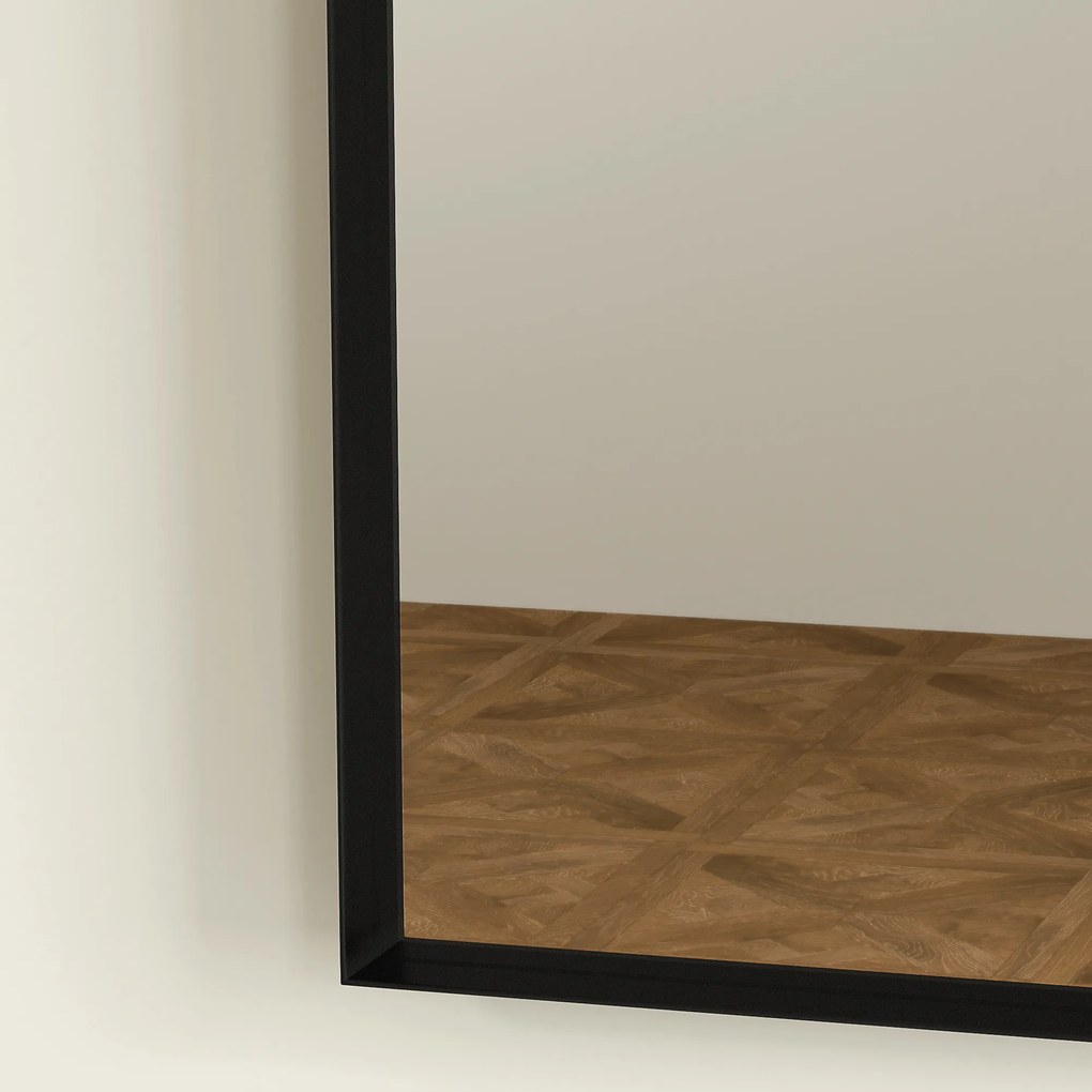 HOMCOM Zakrzywione Lustro Łazienkowe, 50 x 70 cm, Z Ramą z Aluminium, Lustro Dekoracyjne, Kuchnia, Czarne