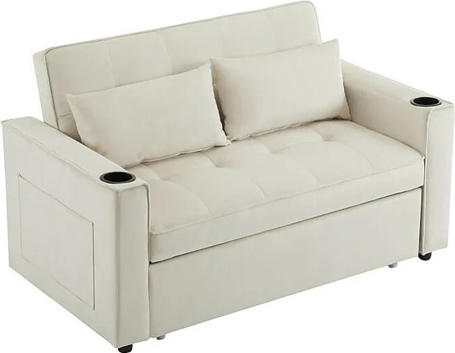 Kabrioletowa sofa w aksamicie - 2 miejsca - z 2 poduszkami, kieszeniami podłokietnikowymi, szklanymi uchwytami - Regulowane oparcie - 137x76,5x83cm