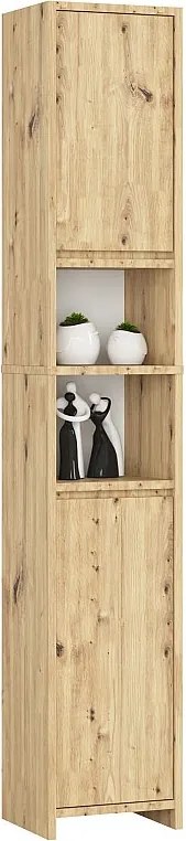 Słupek łazienkowy AKORD UNI Dąb Artisan 32 cm 2 drzwi 4 półki 32x28x180 cm