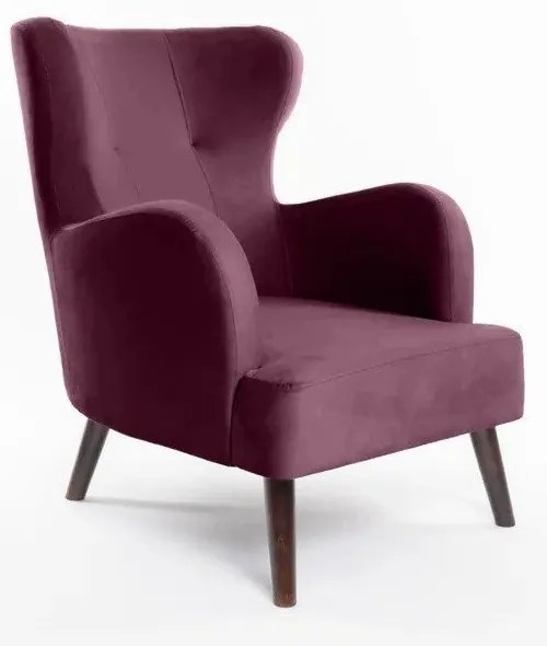 Fioletowy aksamitny fotel typu uszak Noemye – Bonami Selection