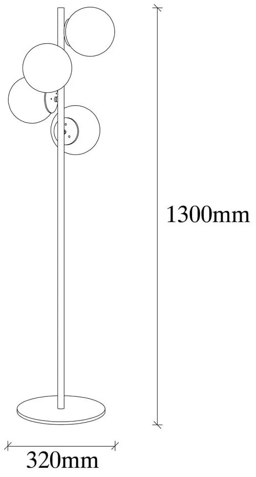 Lampa stojąca w czarno-złotym kolorze ze szklanym kloszem (wysokość 130 cm) Faze – Opviq lights