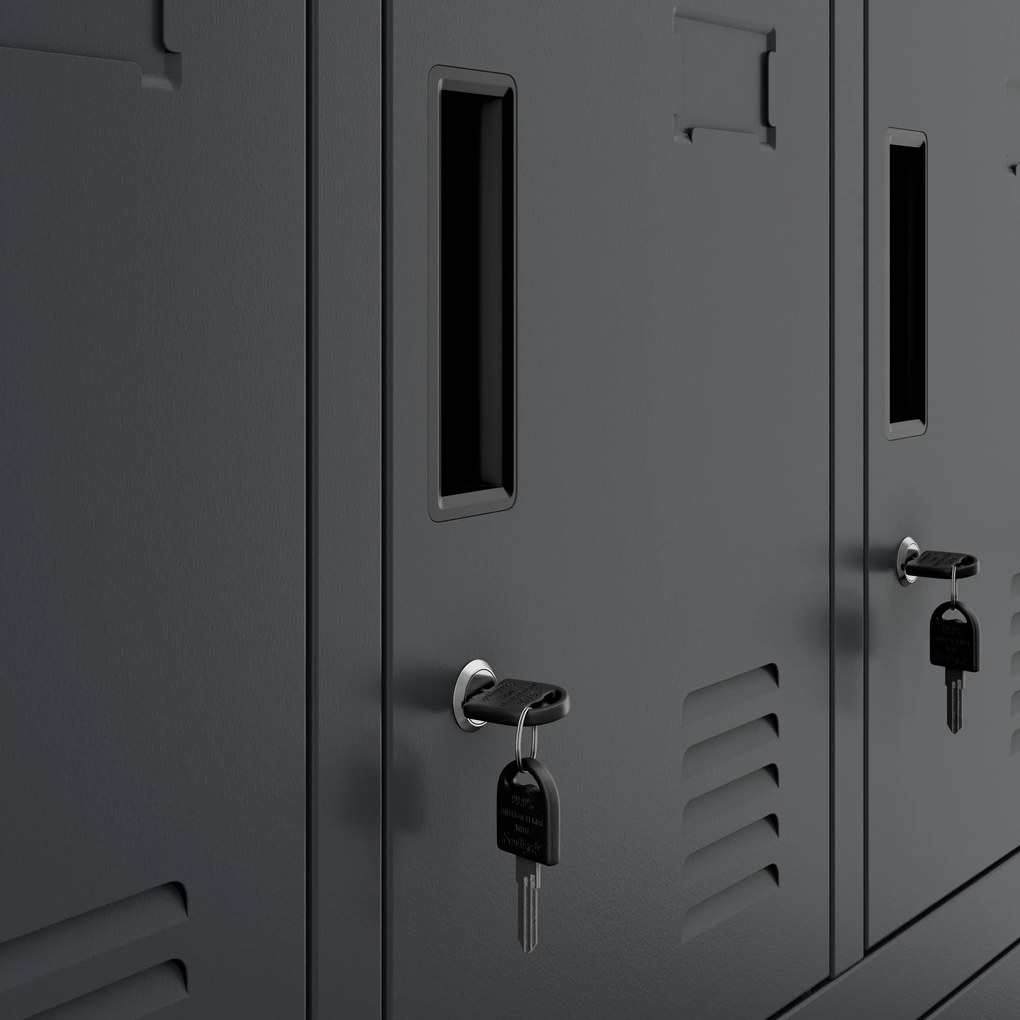Szafa skrytkowa socjalna BHP antracytowa: ROBERT, 1360 x 1720 x 450 mm