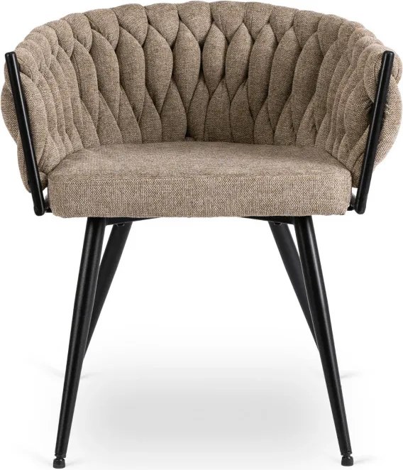 Krzesło Tapicerowane Plecione do Salonu EMPOLI Beżowe Nowoczesne Loft