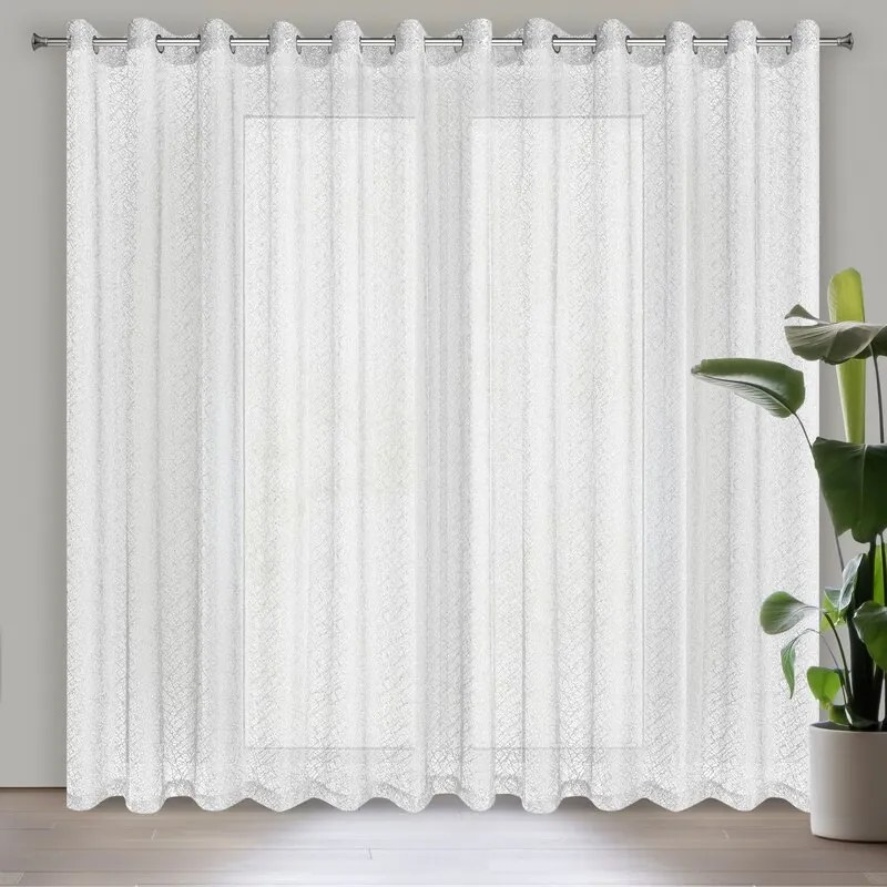 Firana gotowa na przelotkach pajęcza sieć biała ażurowa 300x250 cm