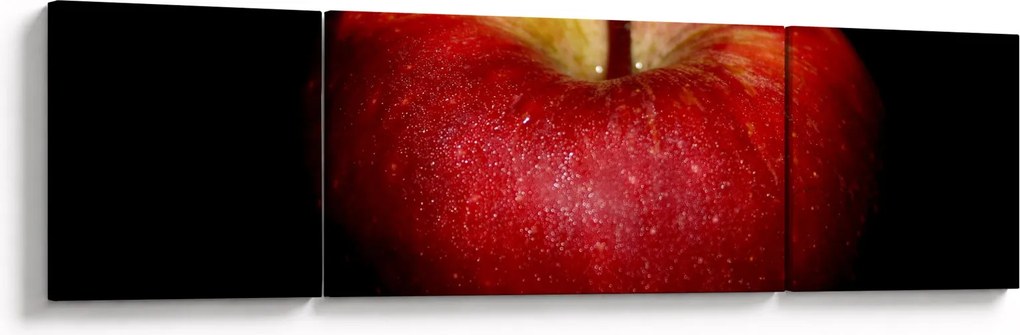 Obraz jabłka na czarnym tle (170x50 cm)