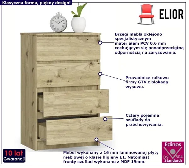 Wąska komoda do salonu dąb artisan - Branni 3X