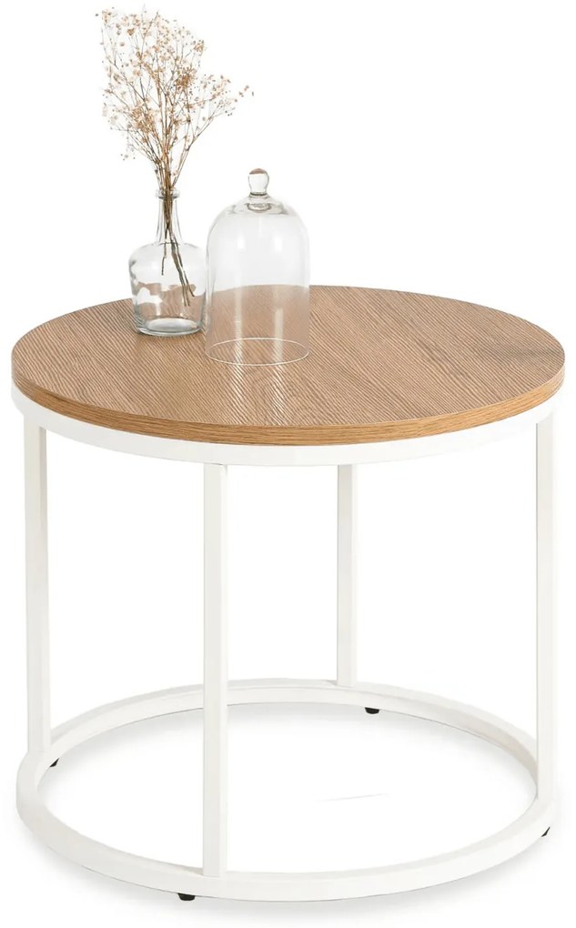 Stolik Kawowy ANN 53 cm Dąb/Biały Skandynawski