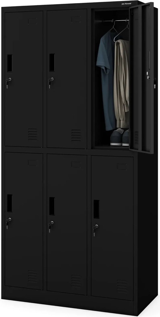 Szafa socjalna 6-skrytkowa Igor 90x45x185 cm, czarna