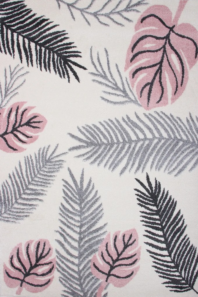 Dywan Bambino Liście Kremowe/Pudrowe 133x190 Prostokąt