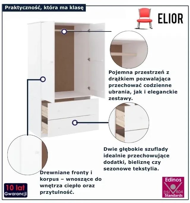 Klasyczna biała drewniana szafa D2-K41