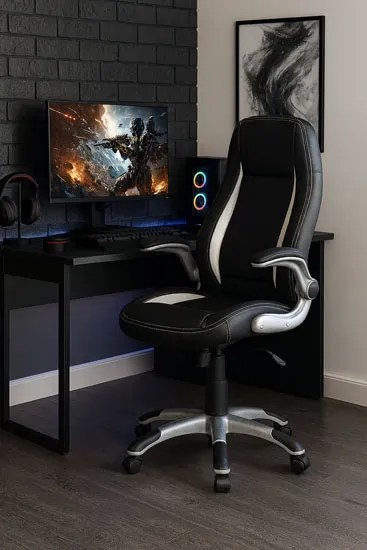 Fotel Obrotowy Czarny Tapicerowany Do Komputera G0-R64