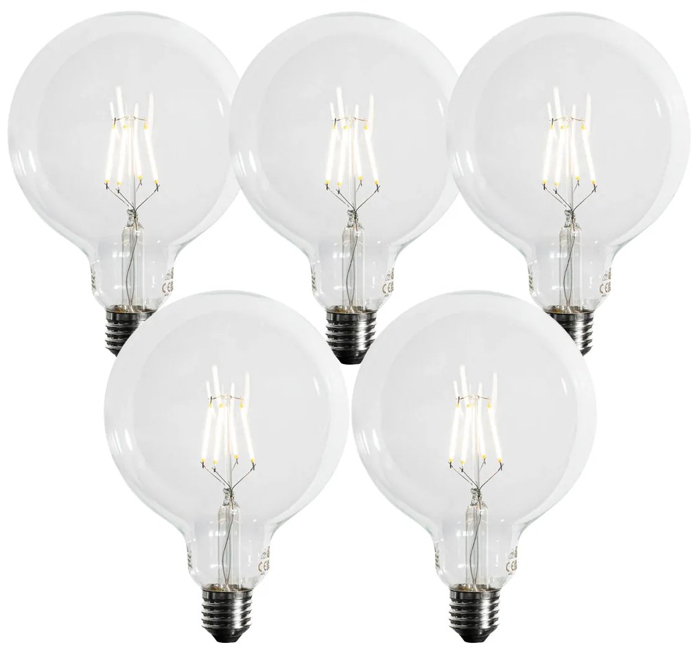 Zestaw 5 żarówek LED E27 3-stopniowo ściemnialnych z żarnikiem spiralnym G125 4W 450 lm 3000K