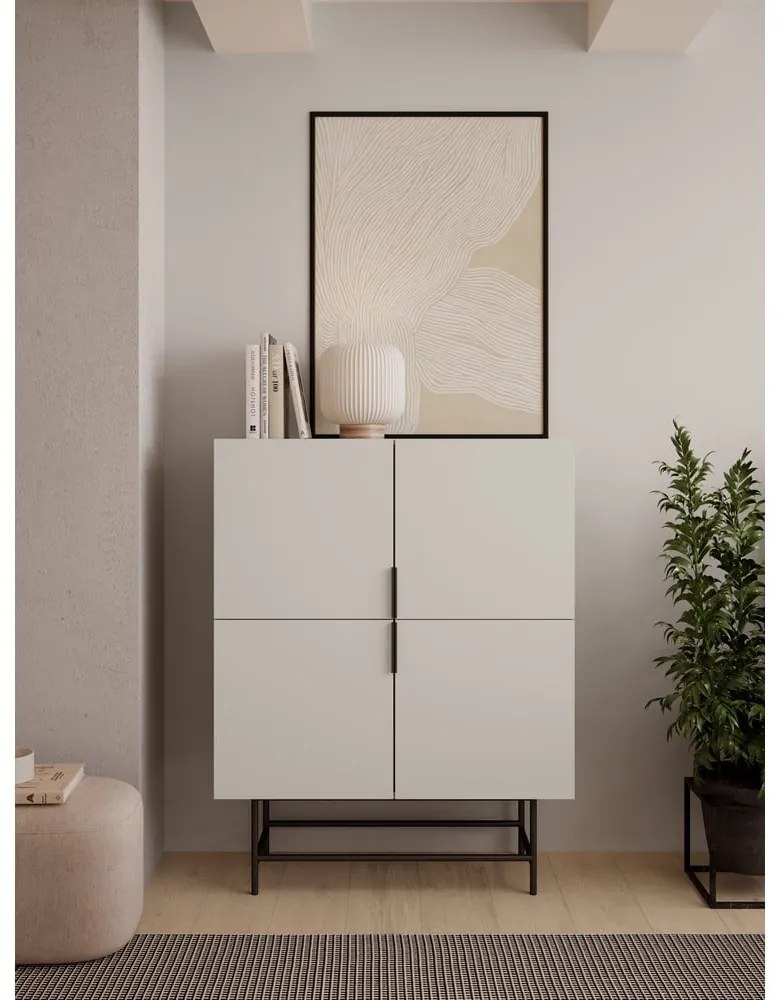 Kremowa szafka 100x128 cm Eldia – Marckeric