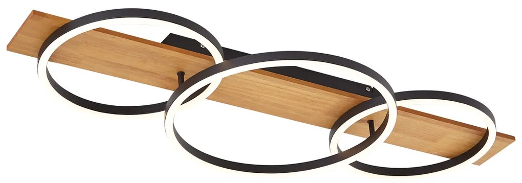 Designerska lampa sufitowa czarna okrągła z LED, ściemnialna 3-stopniowo, 3-źródła światła - NimueDesignerski Oswietlenie wewnetrzne