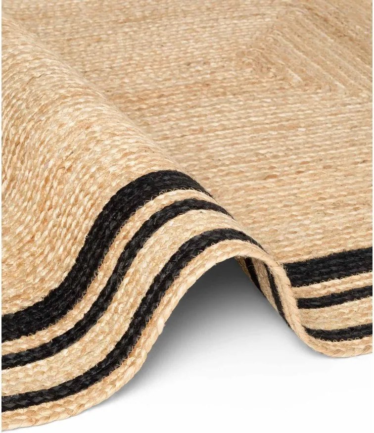 Czarno-naturalny ręcznie tkany dwustronny dywan z juty 160x230 cm Jutta – Hanse Home