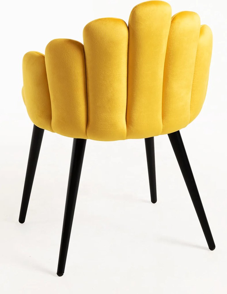 Zestaw 4 Krzese Hand Aksamitne Czarne Nogi