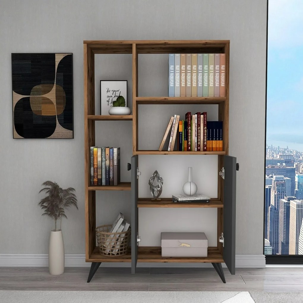 Biblioteczka Meldan Anthracite and Walnut