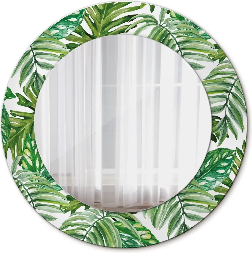 Lustro z nadrukiem okrągłe Liście dżungli