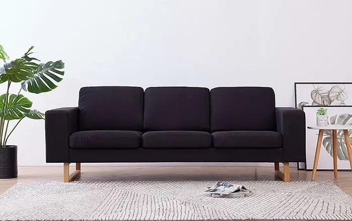 Elegancka trzyosobowa sofa czarna M8-T07