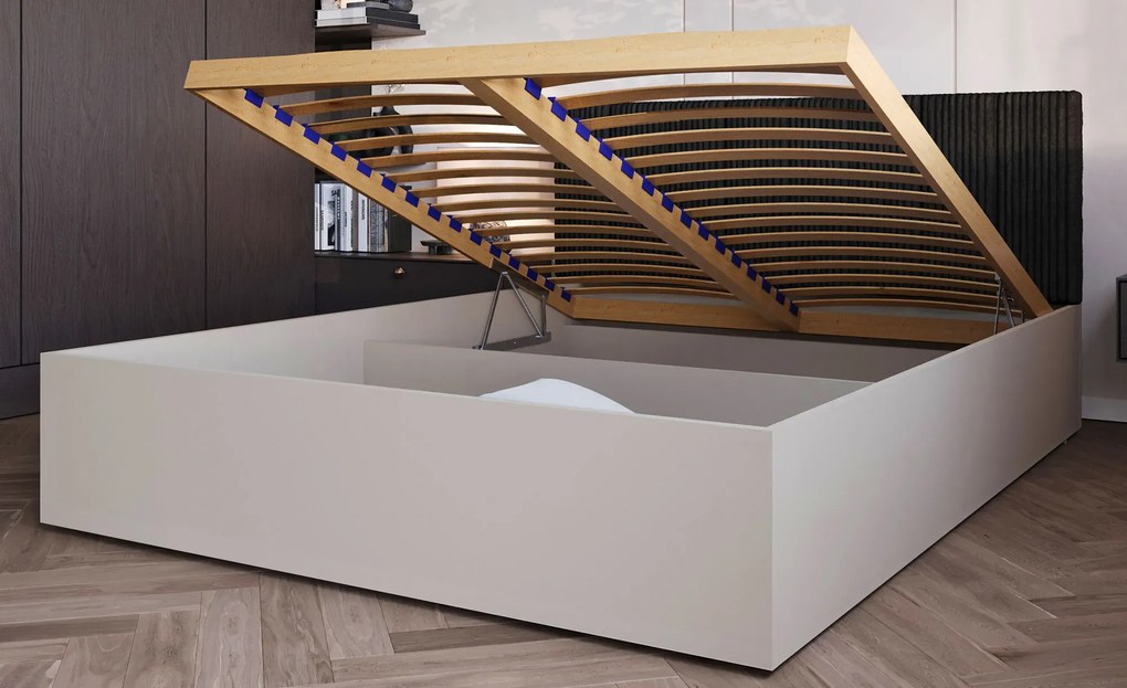 Kaszmirowe łóżko z czarnym zagłówkiem 120x200 T2-H46