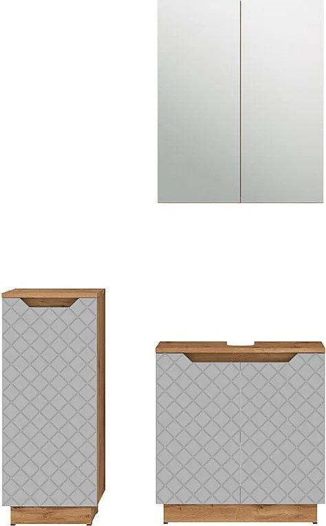 Zestaw mebli łazienkowych dąb/szary ze strukturą płytek 59.8x32x62.1 lotta
