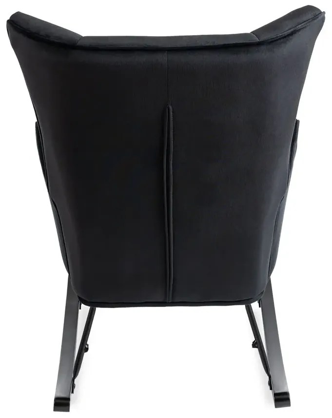 Czarny welurowy fotel bujany R6-B76