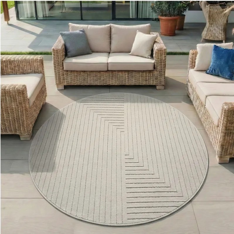 Dywan uniwersalny Nova 3D Geometria kremowy koło 160 cm x 160 cm