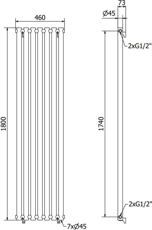 Mexen Texas grzejnik dekoracyjny 1800 x 460 mm, 965 W, biały - W203-1800-460-00-20