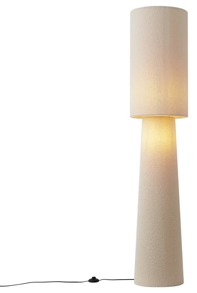 Lampa podłogowa Japandi Beżowa Tkanina Teddy 2-źródła światła - Trompet