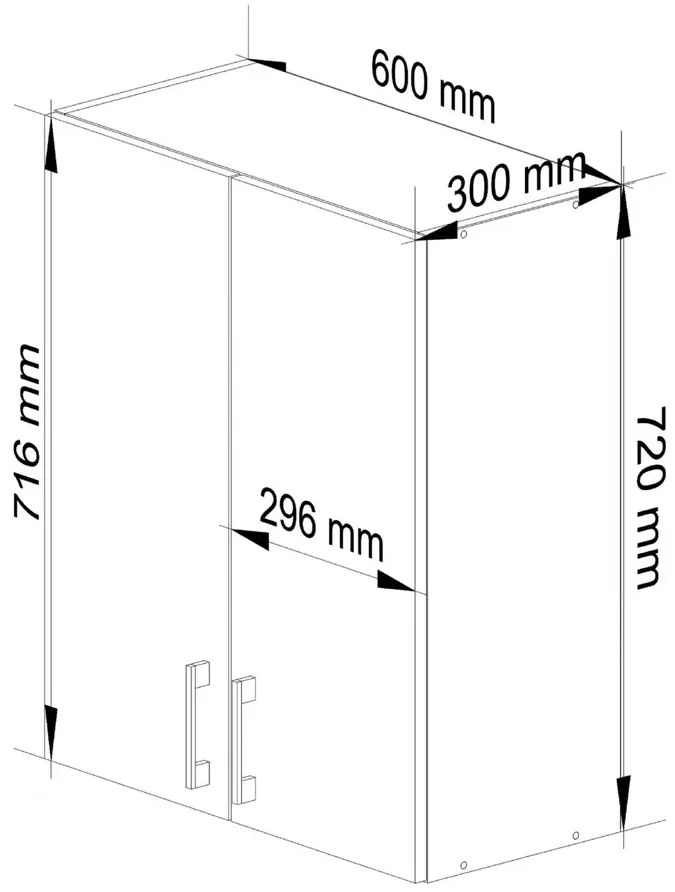 Górna szafka kuchenna z podwójnym frontem 60 cm jasny popiel połysk