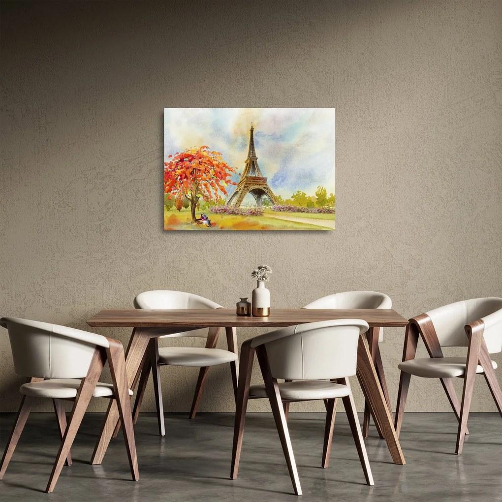 Malowany obraz Wieży Eiffla (70x50 cm)