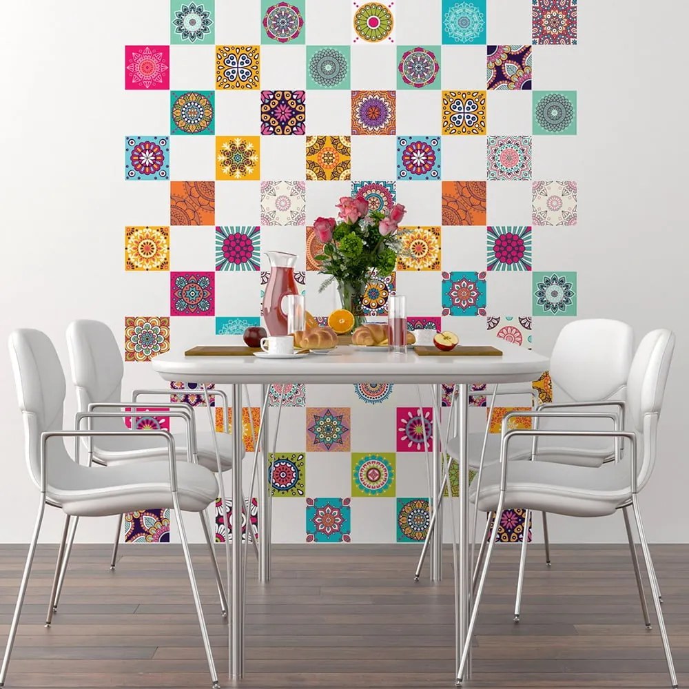 Zestaw 60 samoprzylepnych naklejek dziecięcych Ambiance Tiles Vintage, 10x10 cm