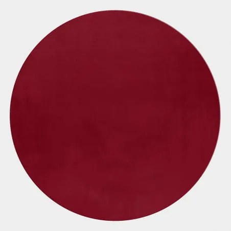 Dywan pluszowy Pouffy czerwony koło 120 cm x 120 cm