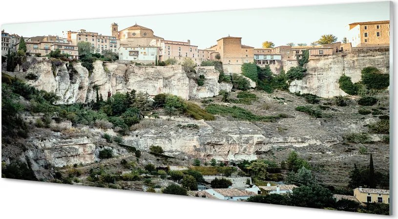 Szkło do Kuchni na Ścianę Górska Panorama Hiszpańskiego Miasta