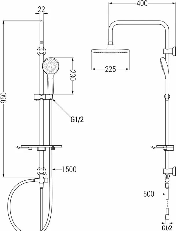 Mexen T05 kolumna prysznicowa, złota/biała - 798050593-50
