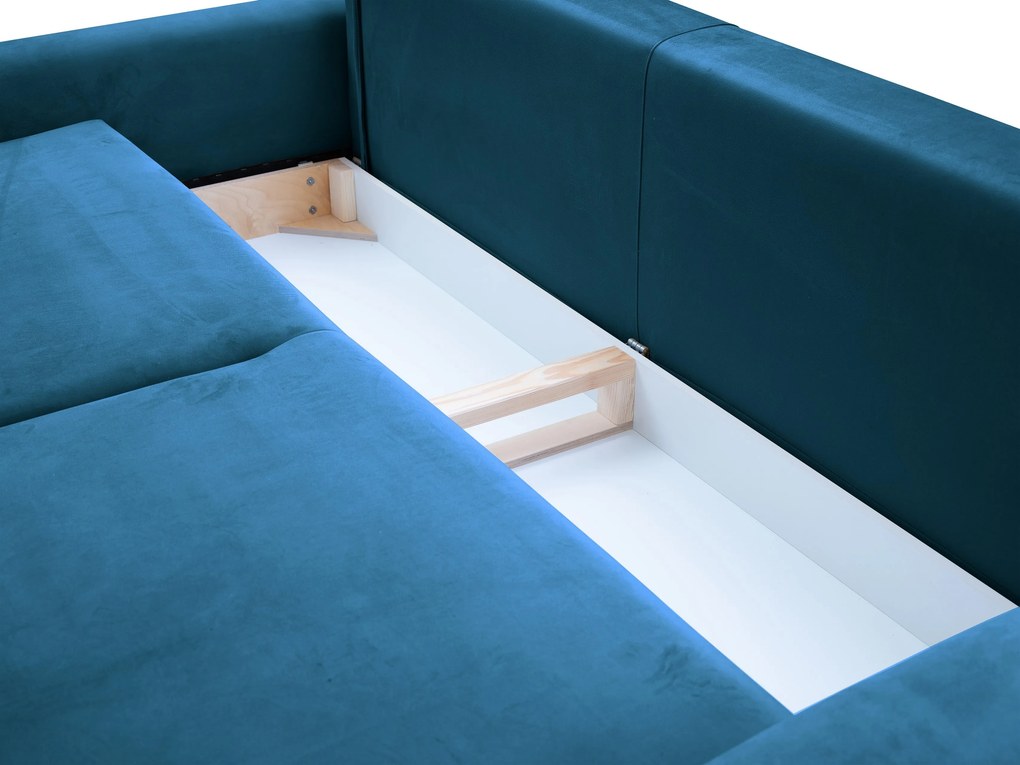 Masseno Sofa FILO z funkcją spania i pojemnikiem na pościel, Rozkładana sofa – Niebieski, VELLUTO 11