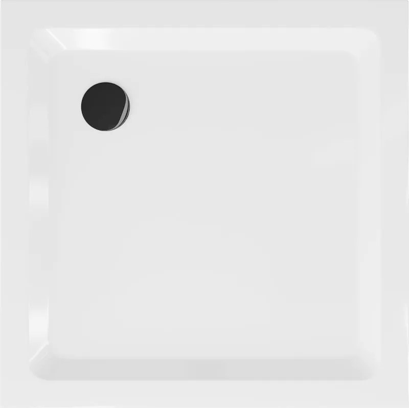 Mexen Flat brodzik kwadratowy slim 90 x 90 cm, biały, syfon czarny - 40109090B
