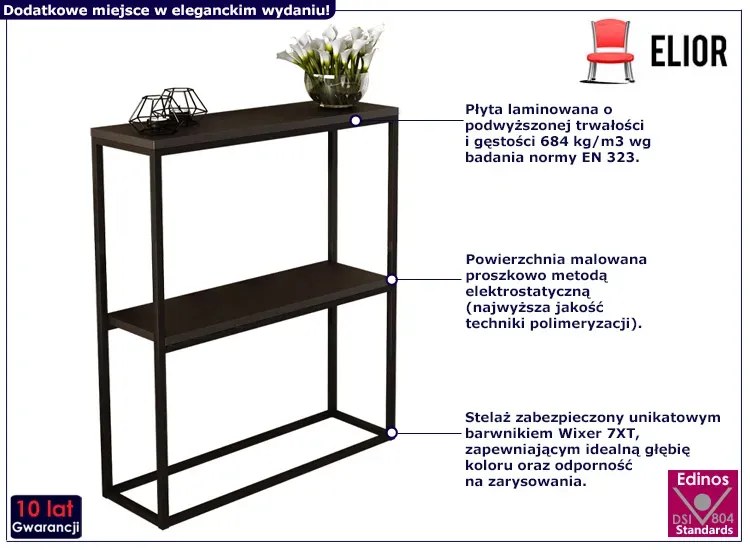 Czarna konsola loft z metalowym stelażem E2-E84