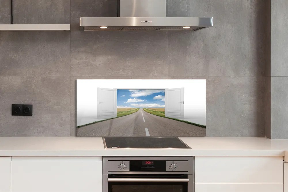 Szkło do Kuchni na Ścianę Surrealistyczna Droga do Drzwi