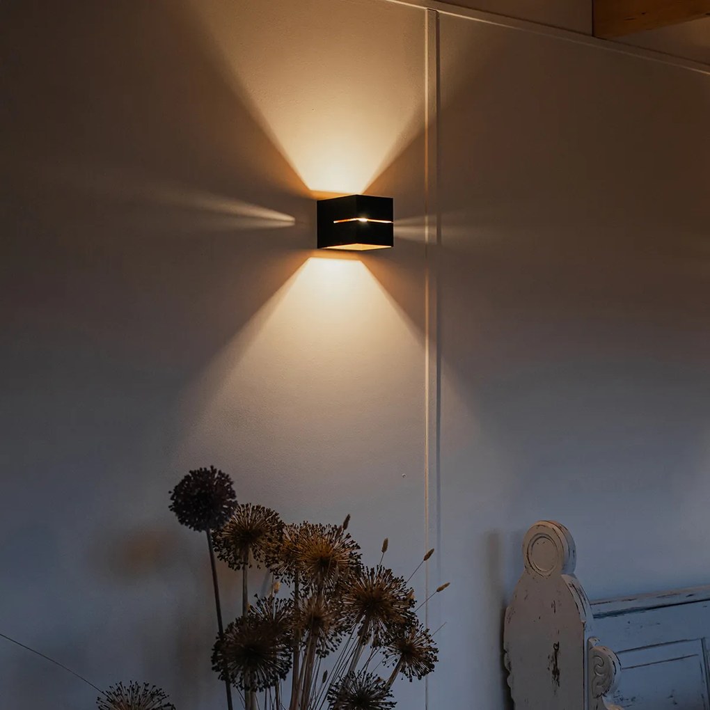 Nowoczesna lampa ścienna czarna i złota 9,7 cm - Transfer Groove