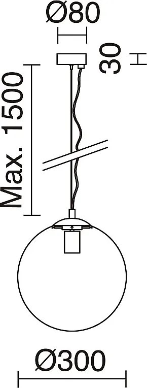 Lampa sufitowa OXY w klasycznym i ponadczasowym stylu - g?. ø30 cm x wys. 150 cm - E27 40W - opalowa kula ø30 cm - stal i kolor czarny