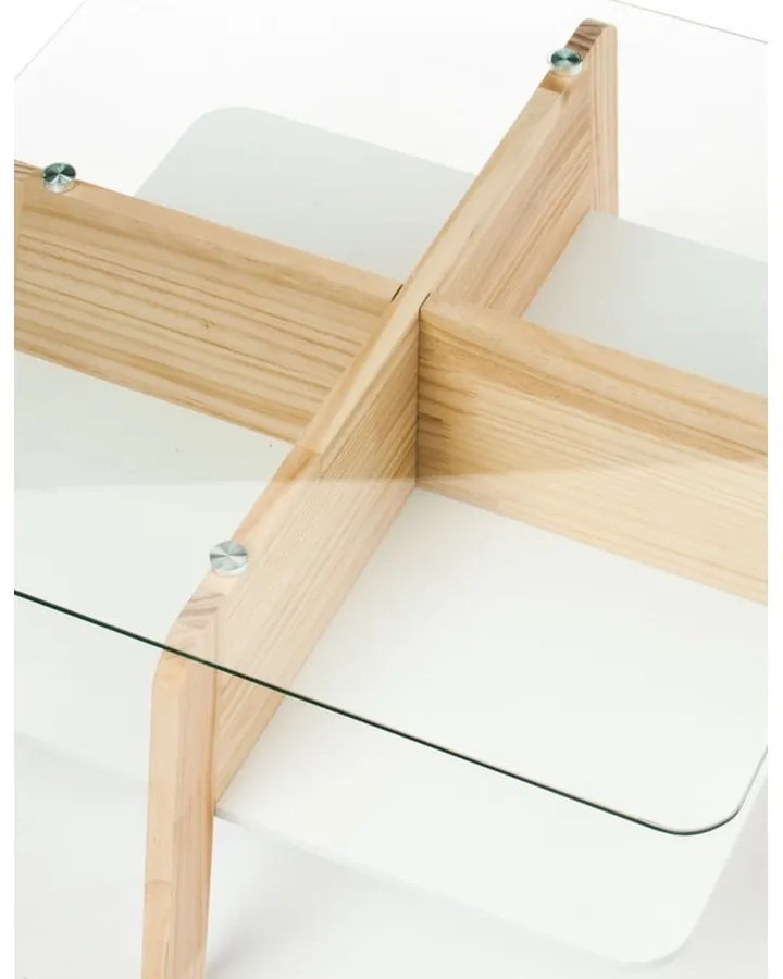 Naturalny stolik ze szklanym blatem 60x60 cm Varm – Tomasucci