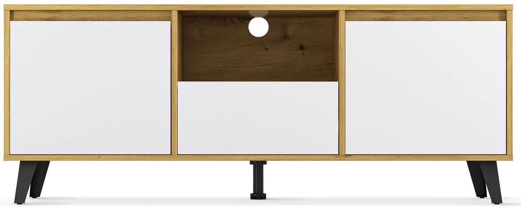 Szafka pod telewizor na nóżkach dąb artisan + biały W9-S07